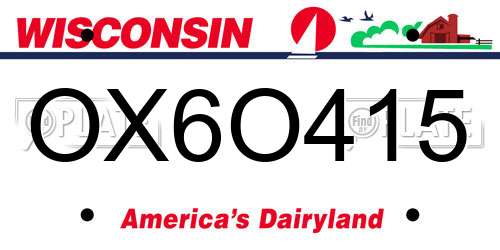 OX6O415 Wisconsin License Plate