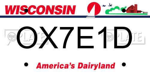 OX7E1D Wisconsin License Plate