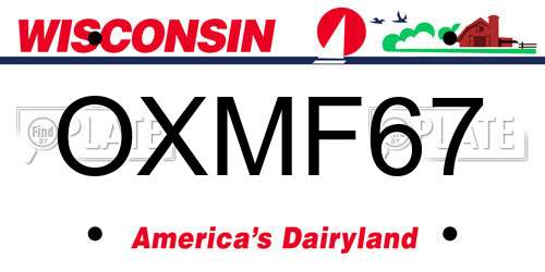 OXMF67 Wisconsin License Plate