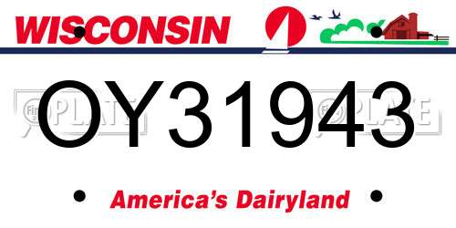 OY31943 Wisconsin License Plate