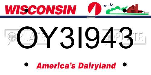 OY3I943 Wisconsin License Plate
