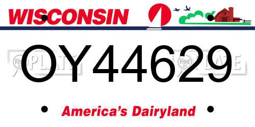 OY44629 Wisconsin License Plate