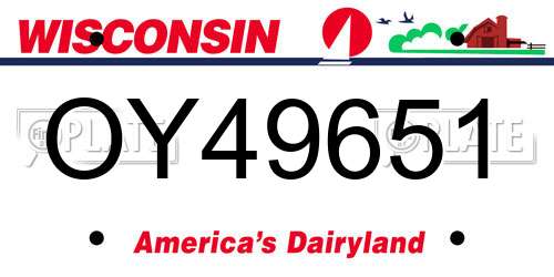 OY49651 Wisconsin License Plate