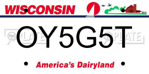 OY5G5T Wisconsin License Plate