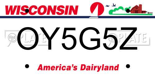 OY5G5Z Wisconsin License Plate