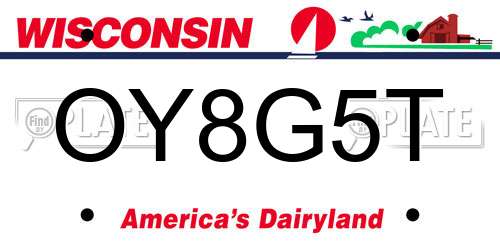 OY8G5T Wisconsin License Plate