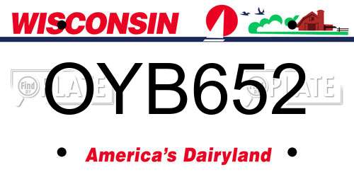 OYB652 Wisconsin License Plate