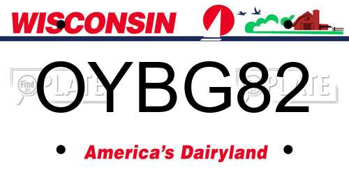 OYBG82 Wisconsin License Plate