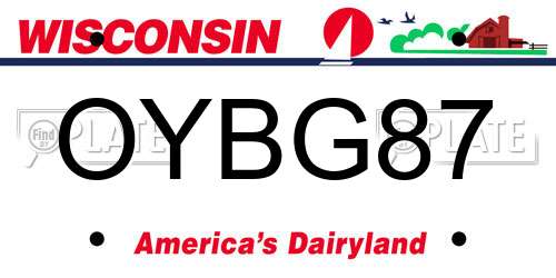 OYBG87 Wisconsin License Plate