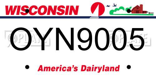 OYN9005 Wisconsin License Plate