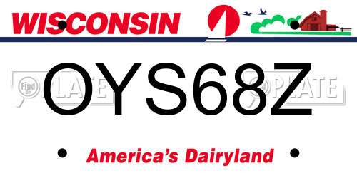 OYS68Z Wisconsin License Plate