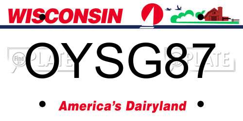 OYSG87 Wisconsin License Plate