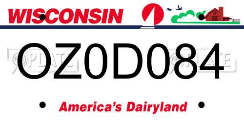OZ0D084 Wisconsin License Plate