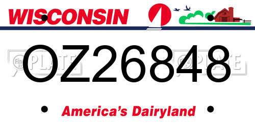 OZ26848 Wisconsin License Plate