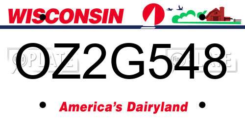 OZ2G548 Wisconsin License Plate