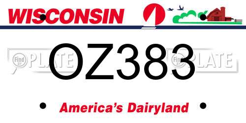 OZ383 Wisconsin License Plate