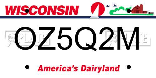 OZ5Q2M Wisconsin License Plate