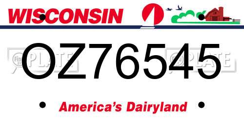 OZ76545 Wisconsin License Plate