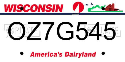 OZ7G545 Wisconsin License Plate