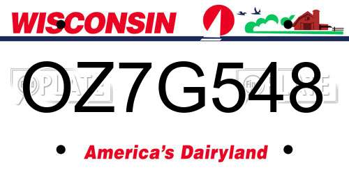 OZ7G548 Wisconsin License Plate