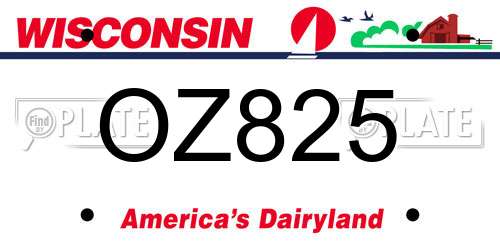 OZ825 Wisconsin License Plate