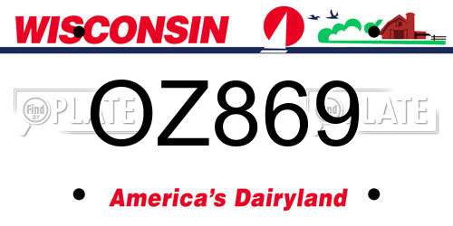 OZ869 Wisconsin License Plate