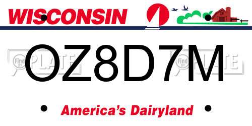OZ8D7M Wisconsin License Plate