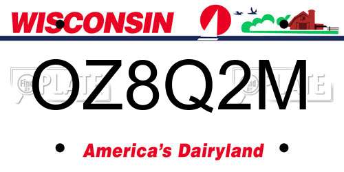 OZ8Q2M Wisconsin License Plate