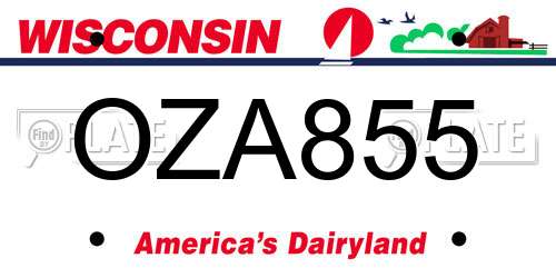 OZA855 Wisconsin License Plate