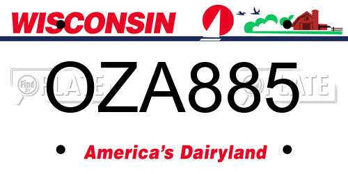 OZA885 Wisconsin License Plate