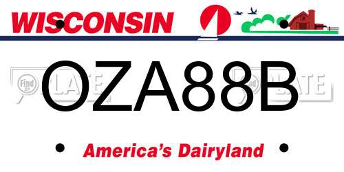 OZA88B Wisconsin License Plate