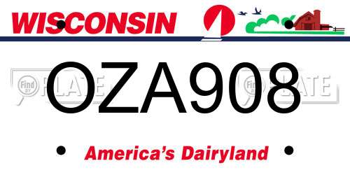 OZA908 Wisconsin License Plate