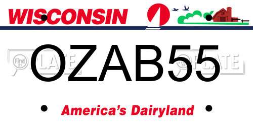 OZAB55 Wisconsin License Plate