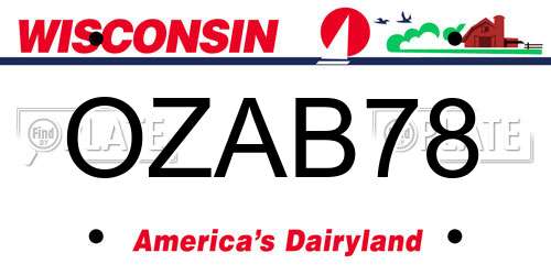 OZAB78 Wisconsin License Plate