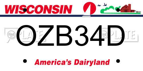 OZB34D Wisconsin License Plate