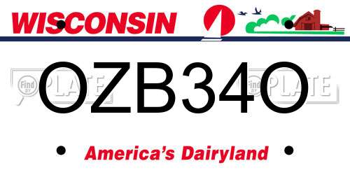 OZB34O Wisconsin License Plate
