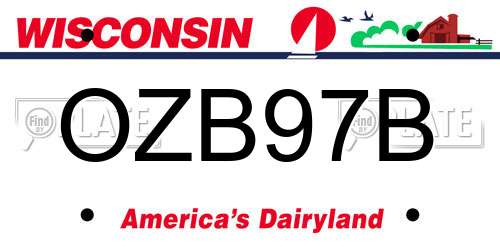 OZB97B Wisconsin License Plate