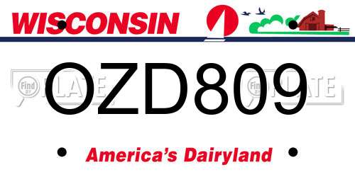 OZD809 Wisconsin License Plate