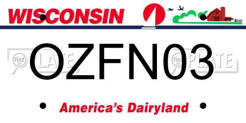 OZFN03 Wisconsin License Plate