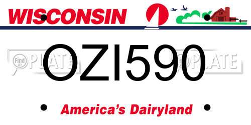 OZI590 Wisconsin License Plate