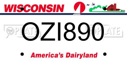 OZI890 Wisconsin License Plate