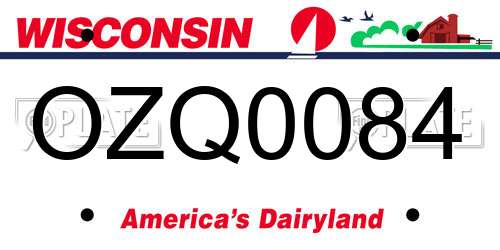 OZQ0084 Wisconsin License Plate