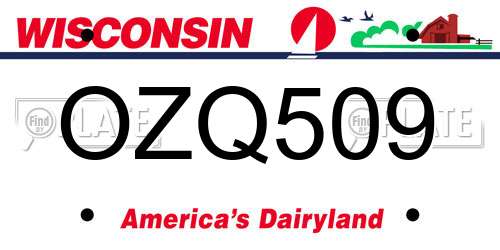 OZQ509 Wisconsin License Plate