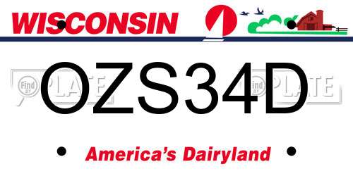 OZS34D Wisconsin License Plate