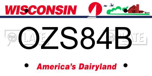 OZS84B Wisconsin License Plate