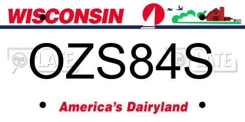 OZS84S Wisconsin License Plate