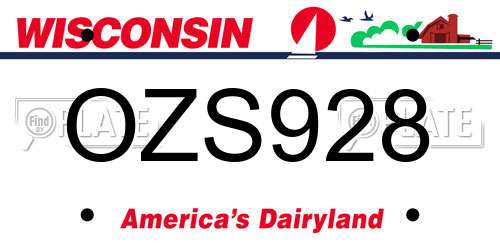 OZS928 Wisconsin License Plate