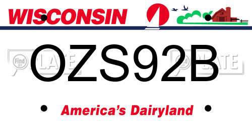 OZS92B Wisconsin License Plate