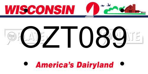 OZT089 Wisconsin License Plate