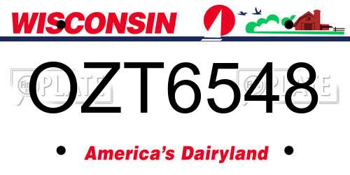 OZT6548 Wisconsin License Plate